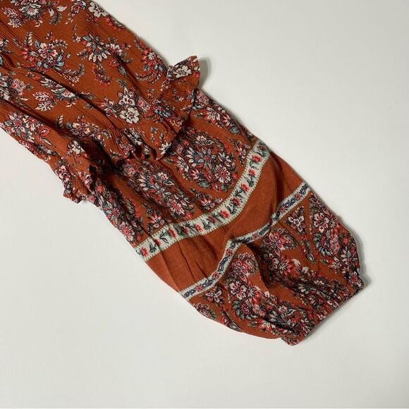 American Eagle Floral Boho Peasant Hi Lo Flowy Blouse Women's Size Small - Picture 5 of 16